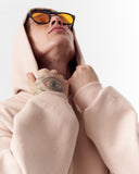 Minimalist Sleeve Printed Beige Oversized Hoodie (2)