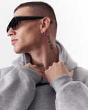 Minimalist Sleeve Printed Gray Oversized Hoodie (2)