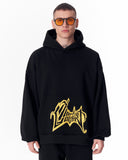 Pocket Embroidery Oversized Black Hoodie