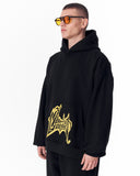 Pocket Embroidery Oversized Black Hoodie (3)