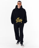 Pocket Embroidery Oversized Black Hoodie (5)