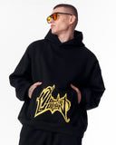 Pocket Embroidery Oversized Black Hoodie (2)