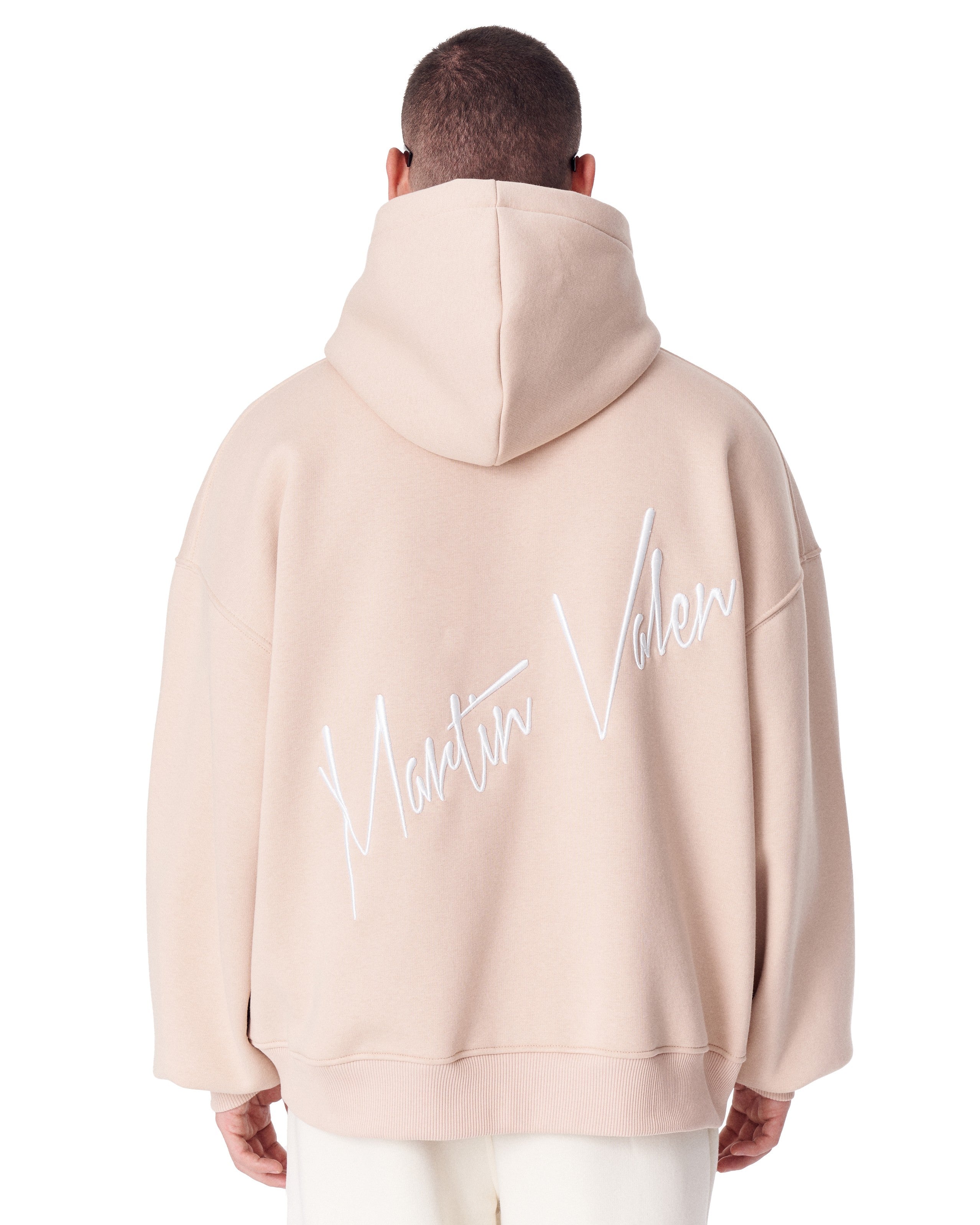 Back Embroidery Oversized Beige Hoodie | Martin Valen