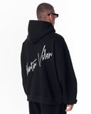 Back Embroidery Oversized Black Hoodie