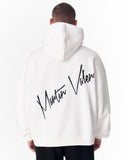 Back Embroidery Oversized White Hoodie