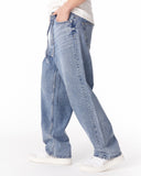 Men's Baggy Fit Light Blue Jeans with Denim Drawstring (7)