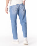 Men's Washed Blue Straight Leg Raw Hem Jeans (7)