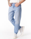 Men's Light Blue Straight Leg Raw Hem Jeans (6)