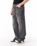 Men's Baggy Fit Faded Black Jeans with Denim Drawstring (3)