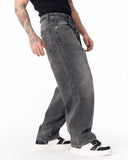 Men's Baggy Fit Faded Black Jeans with Denim Drawstring (8)