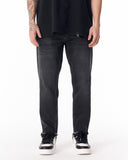 Men's Black Straight Leg Raw Hem Jeans