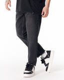 Men's Black Straight Leg Raw Hem Jeans (4)
