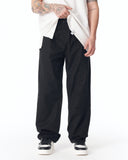Adjustable Cuff Black Wide-Leg Trousers (2)