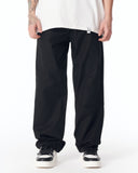 Adjustable Cuff Black Wide-Leg Trousers