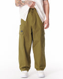 Adjustable Cuff Khaki Wide-Leg Trousers (2)