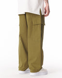 Adjustable Cuff Khaki Wide-Leg Trousers (4)