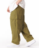 Adjustable Cuff Khaki Wide-Leg Trousers (7)