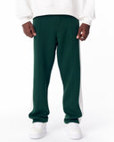 Green-White Sweatpants With Stripes on Side