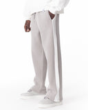 Gray-White Sweatpants With Stripes on Side