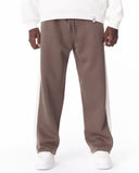 Brown-White Sweatpants With Stripes on Side (3)