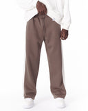 Brown-White Sweatpants With Stripes on Side (4)