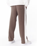Brown-White Sweatpants With Stripes on Side (6)