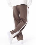 Brown-White Sweatpants With Stripes on Side (7)