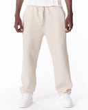 Relaxed Fit Ribbed Beige Sweatpants With Drawstring