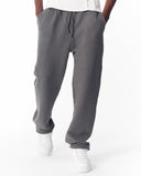Relaxed Fit Ribbed Gray Sweatpants With Drawstring
