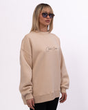 Signatura MV 3D Printed Handwriting Oversized Beige Sweatshirt (3)