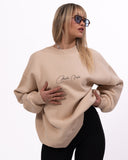 Signatura MV 3D Printed Handwriting Oversized Beige Sweatshirt (6)