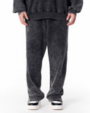Washed Black Relaxed Fit Sweatpants For Men (7)
