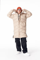 Oversized Long Cream Puffer Coat with High Collar (10)