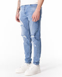 Ripped Slim Fit Jeans in Washed Blue (2)