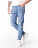 Ripped Slim Fit Jeans in Washed Blue (3)