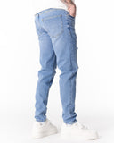 Ripped Slim Fit Jeans in Washed Blue (6)