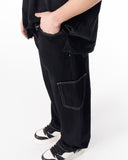 Designer's Stitches Black Jeans With Drawstring