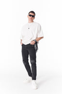 Vintage Washed Ripped Slim Fit Jeans in Black (7)