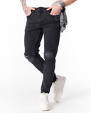 Vintage Washed Ripped Slim Fit Jeans in Black (3)