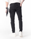 Vintage Washed Ripped Slim Fit Jeans in Black (6)