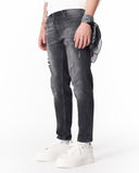 Ripped Detail Slim Fit Jeans in Washed Black (2)
