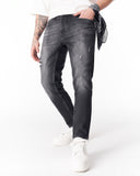 Ripped Detail Slim Fit Jeans in Washed Black (5)