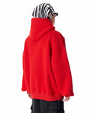 Minimalist Sleeve Printed Red Oversized Hoodie (4)