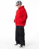 Minimalist Sleeve Printed Red Oversized Hoodie (8)
