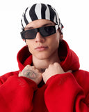 Minimalist Sleeve Printed Red Oversized Hoodie (2)