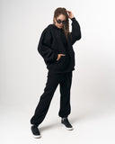 Insignio 3D Embroidered Designer Oversized Black Hoodie Jogger Set (12)