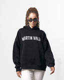 Grieto MV Crack Print Black Oversized Designer Hoodie