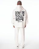 Sigilio QR Code Oversized White Hoodie Tracksuit Set