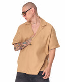 Jointer Button Oversized Beige T-shirt (5)