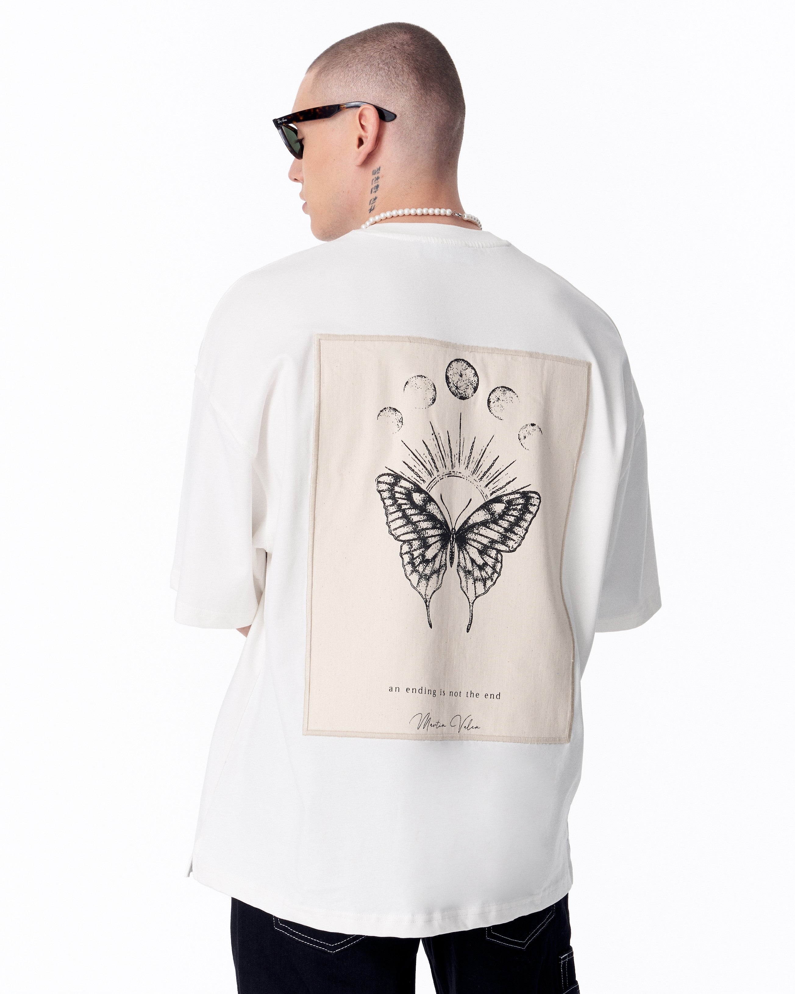 Monarch Loop Oversized White T-Shirt - Martin Valen